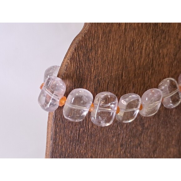 Peyote Bird Clear/Hint Of Purple Flat Rectangles & Orange Beads 7" Bracelet NWT - Picture 4 of 8